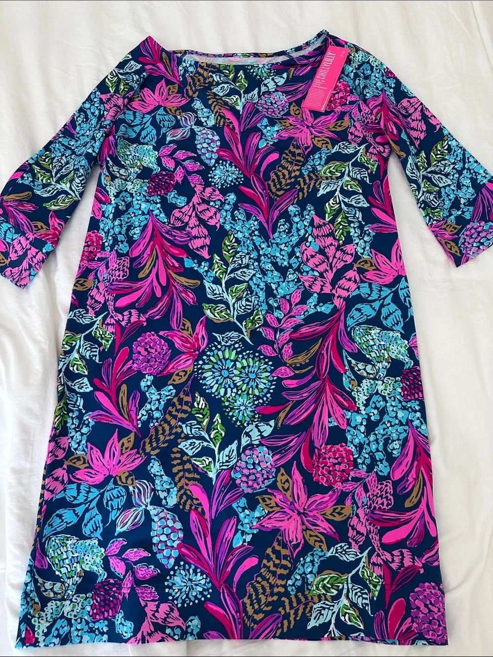 NWT, Lilly Pulitzer Braedyn UPF 50+ Dress, Aegean Navy Calypso Coast, Size M